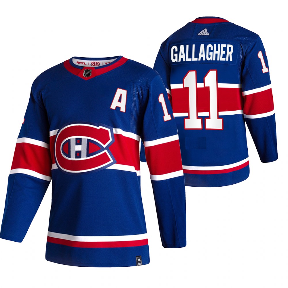 2021 Adidias Montreal Canadiens #11 Brendan Gallagher Blue Men  Reverse Retro Alternate NHL Jersey